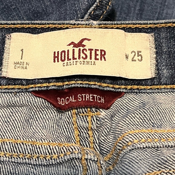 Hollister Social Stretch Distressed Women Jeans Size 1 Slim Dark Blue Skinny - Picture 6 of 10